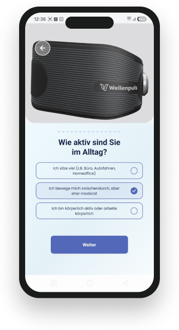 Wellenpuls health goals screen